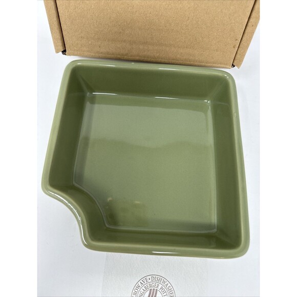 Longaberger Woven Traditions Pottery Square Party Bowl NEW Sage 3227460 NEW - Picture 2 of 8